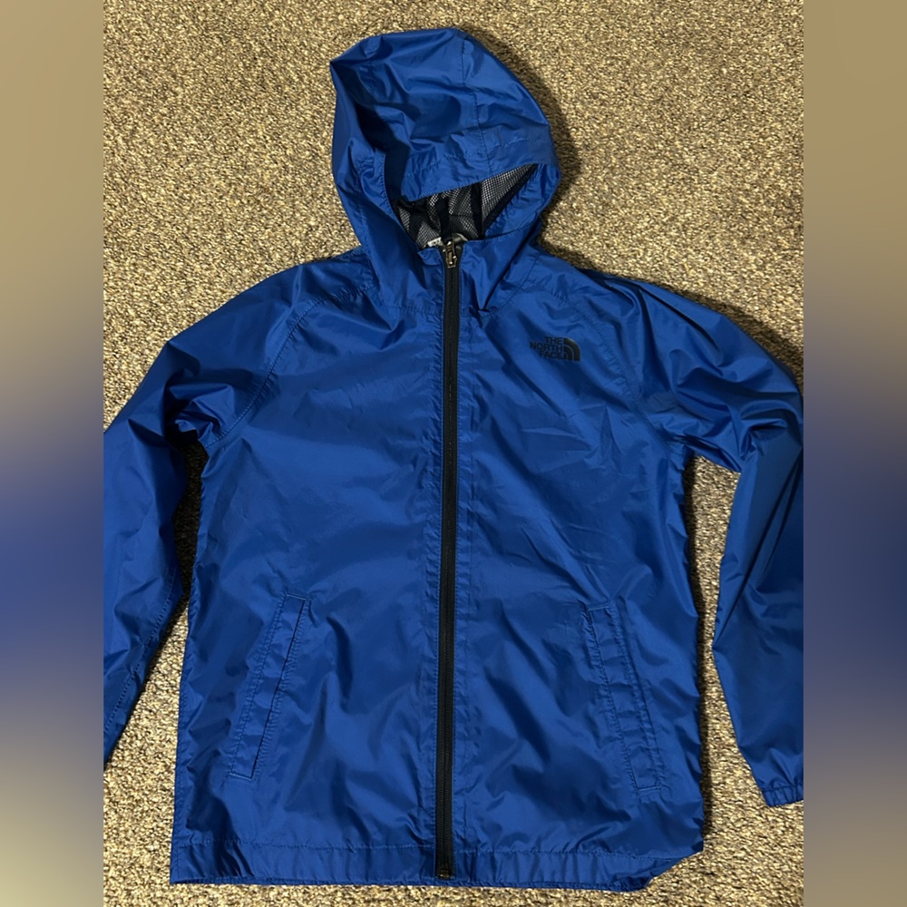 The North Face Boys Blue Hooded Windbreaker Jacket M 10/12